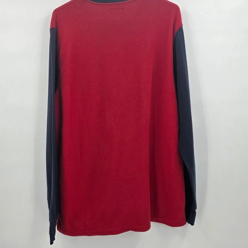 POLO RALPH LAUREN BIG CREST THERMAL SHIRT MENS XL BLUE RED SLEEPWEAR WAFFLE KNIT